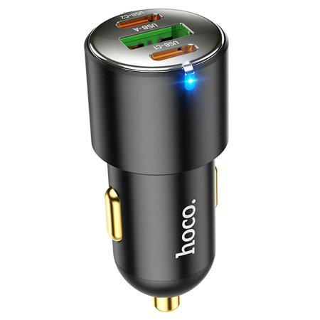 Автомобильное зарядное устройство HOCO NZ6, 1xUSB + 2xUSB-C, 45W, черный фото