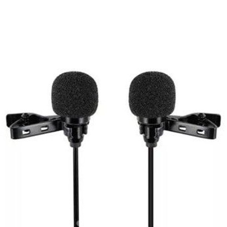 Микрофон петличный проводной CANDC DC-C10DM двойной, Lightning, черный фото