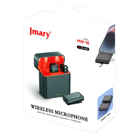 Микрофон петличный беспроводной JMARY MW-16, Bluetooth, черный фото