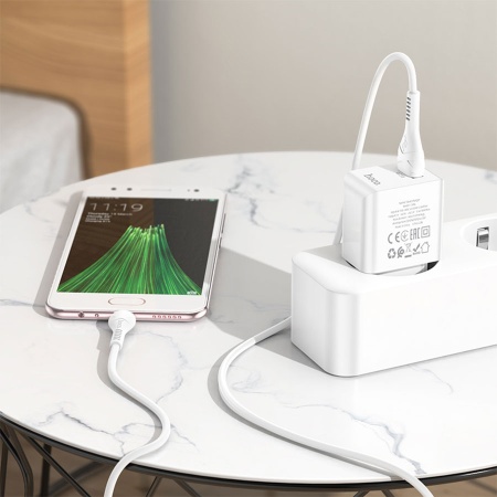 Сетевое зарядное устройство HOCO C98A Proton 1xUSB, 3.0A, 18W, белый фото