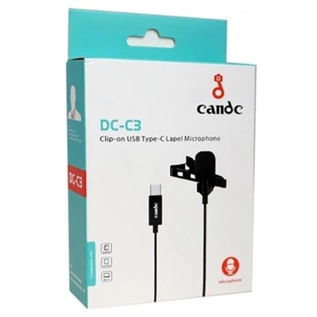 Микрофон петличный проводной CANDC DC-C3, Type-C, 6 м, черный фото