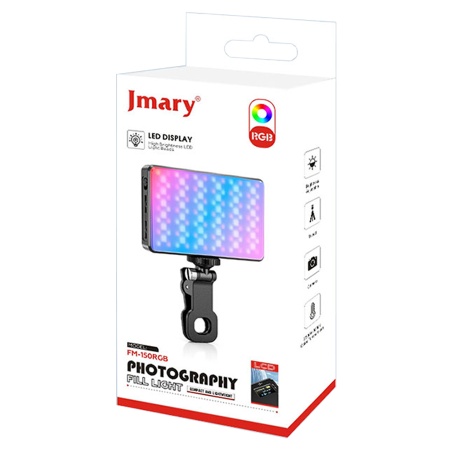 Светодиодный осветлитель JMARY FM-150RGB, 3000mAh, кабель Type-C, черный фото