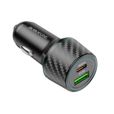 Автомобильное зарядное устройство BOROFONE BZ21 Brilliant, 1xUSB + 1xUSB-C, 48W, черный фото