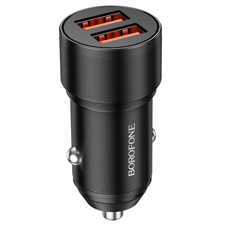 Автомобильное зарядное устройство BOROFONE BZ19 Wisdom, 2xUSB, 2.4A, 12W, черный фото