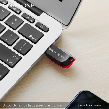 USB флеш-накопитель BOROFONE BUD2, USB 2.0, 16GB, черный фото
