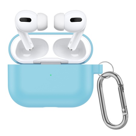Чехол силиконовый с карабином для Airpods Pro, небесно-синий (2) фото