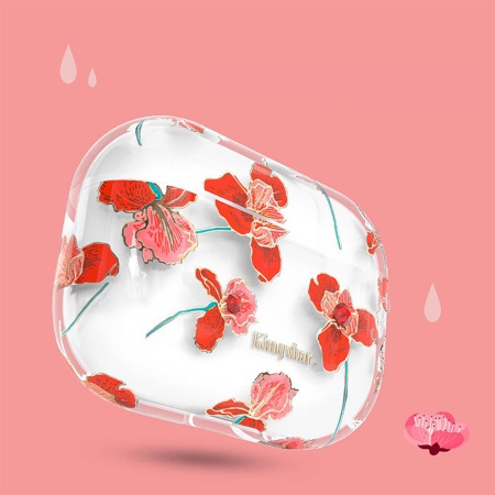 Чехол пластиковый Kingxbar со шнурком для Airpods Pro, прозрачный, розы (8) фото
