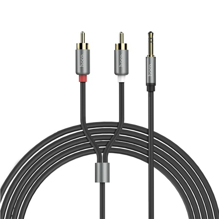 Аудиокабель HOCO UPA10 double lotus AUX Jack 3,5 (m) - RCA (m), 1.5 м, серый металлик фото