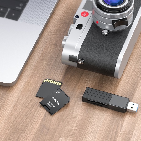 Переходник/Адаптер HOCO HB22 Card reader SD - TF, черный фото