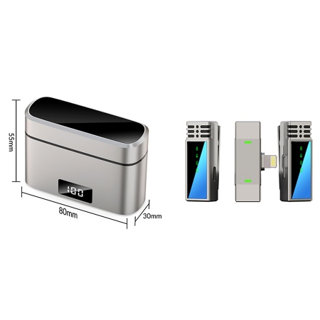 Микрофон петличный беспроводной JMARY MW-15 Lightning, Bluetooth, серый металлик фото