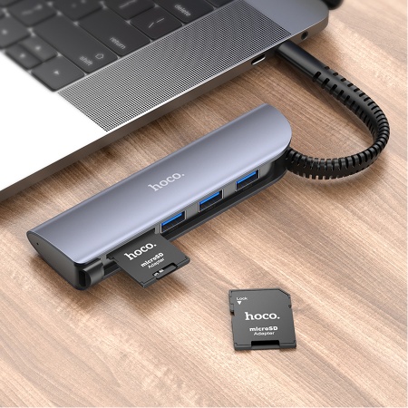 Переходник/Адаптер HOCO HB22 Card reader SD - TF, черный фото