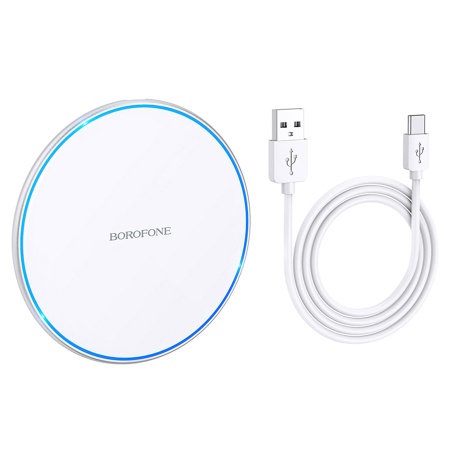 Беспроводное зарядное устройство BOROFONE BQ3 Pro с Кабелем USB - Type-C, 2A, 15W, серебристый фото