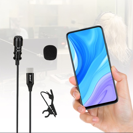 Микрофон петличный проводной JMARY MC-R2, Type-C, 2 м, черный фото