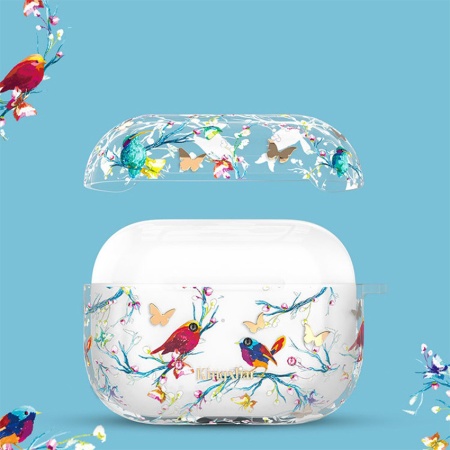 Чехол пластиковый Kingxbar со шнурком для Airpods Pro, прозрачный, птицы (13) фото