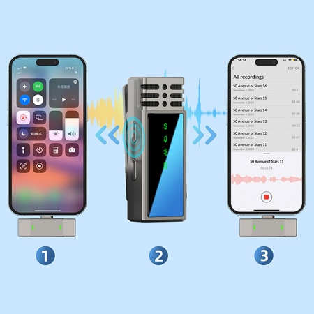 Микрофон петличный беспроводной JMARY MW-15 Lightning, Bluetooth, серый металлик фото