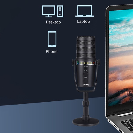 Микрофон универсальный кардиоидный JMARY MC-PW12, Type-C+Bluetooth+AUX, черный фото