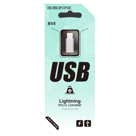 Переходник/Адаптер BOROFONE BV5 Lightning (m) - MicroUSB (f), серебристый фото