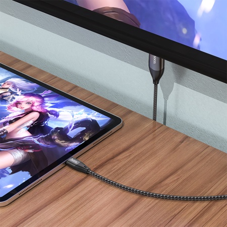 Видеокабель HOCO UA16 HDMI (m) - Type-C (m), 2 м, серый металлик фото