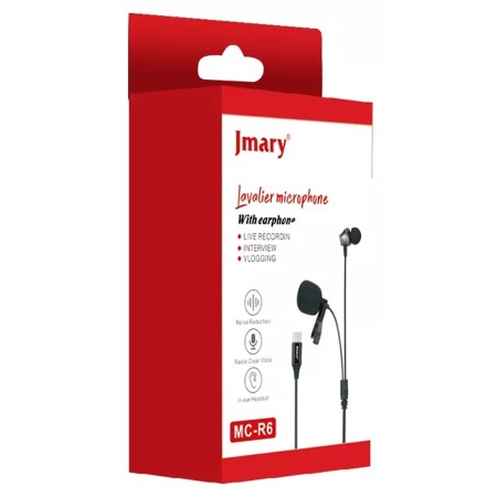 Микрофон петличный проводной JMARY MC-R6, Type-C, 3 м, черный фото