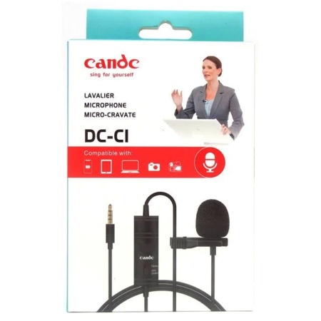 Микрофон петличный проводной CANDC DC-C1, Jack 3.5mm, черный фото
