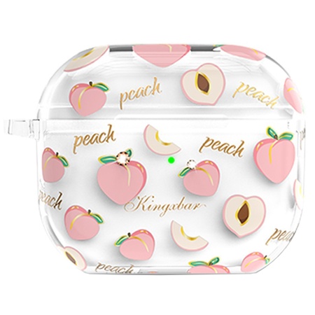 Чехол пластиковый Kingxbar со шнурком для Airpods Pro, прозрачный, персики (4) фото