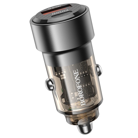 Автомобильное зарядное устройство BOROFONE BZ20 Smart, 1xUSB + 1xUSB-C, 38W, черный фото