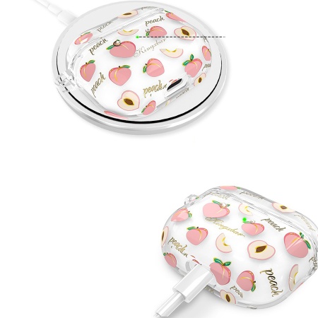 Чехол пластиковый Kingxbar со шнурком для Airpods Pro, прозрачный, персики (4) фото