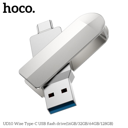 USB флеш-накопитель HOCO UD10 Wise, USB 3.0/Type-C, 32GB, серебристый фото