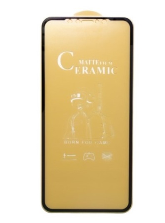 Защитная пленка Ceramics для iPhone 14 Pro 6.1", гибкое матовое, прозрачный+черная рамка фото