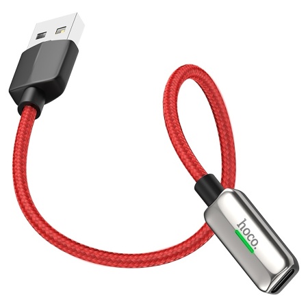 Переходник/Адаптер HOCO LS28 2 в 1 USB (m) - Lightning (m) / Lightning (f), серебристый фото