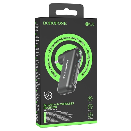Автомобильный Bluetooth-приемник BOROFONE BC35 Wideway, 150 мАч, Jack 3.5мм/Bluetooth, черный
