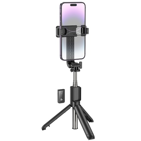 Селфи-палка монопод/трипод BOROFONE BY11 Happy, встроенный аккумулятор, 62-85мм, черный фото