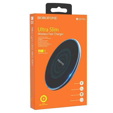 Беспроводное зарядное устройство BOROFONE BQ3 Pro с Кабелем USB - Type-C, 2A, 15W, черный фото