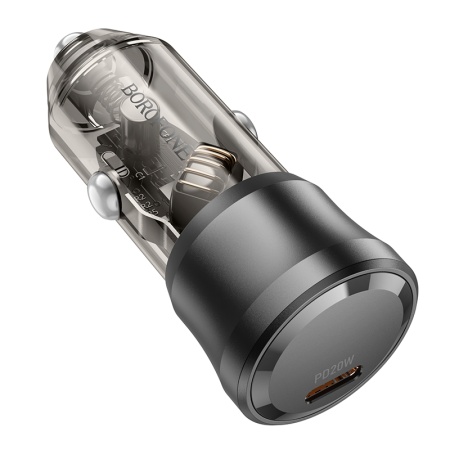 Автомобильное зарядное устройство BOROFONE BZ24 Clever, 1xUSB-C, 20W, прозрачный черный фото