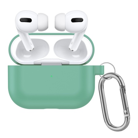 Чехол силиконовый с карабином для Airpods Pro, бирюзовый (18) фото