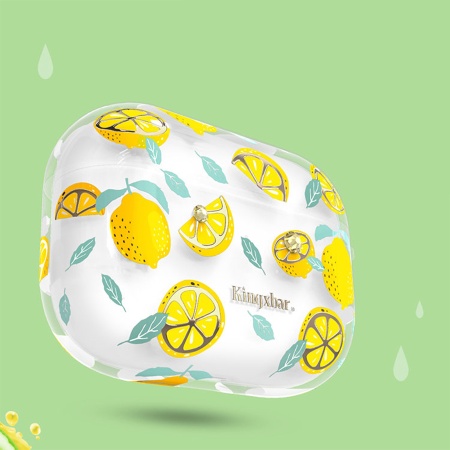 Чехол пластиковый Kingxbar со шнурком для Airpods Pro, прозрачный, лимоны (1) фото