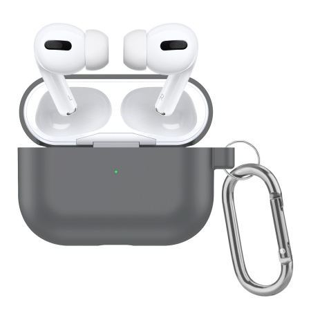 Чехол силиконовый с карабином для Airpods Pro, серый (4) фото