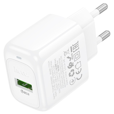 Сетевое зарядное устройство HOCO CS52A Surplus 1xUSB, 18W, белый фото