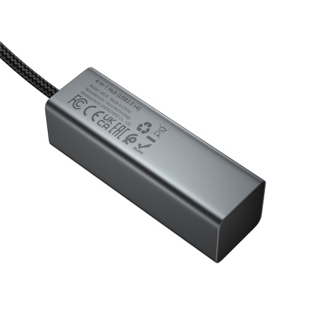 USB HUB разветвитель HOCO HB1B 4 в 1 USB (m) - 4xUSB3.0 (f), 1 м, серый металлик фото