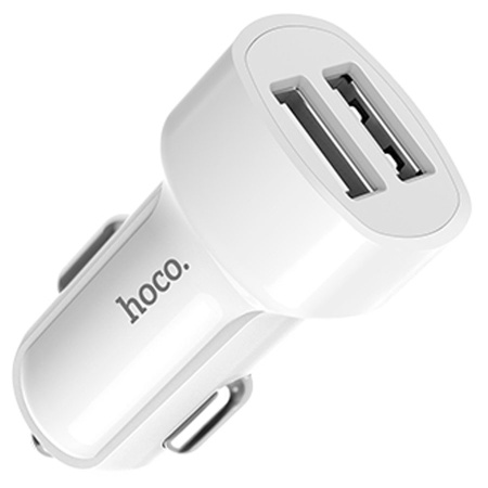 Автомобильное зарядное устройство HOCO Z2A, 2xUSB с Кабелем USB - Lightning, 2.4A, белый фото