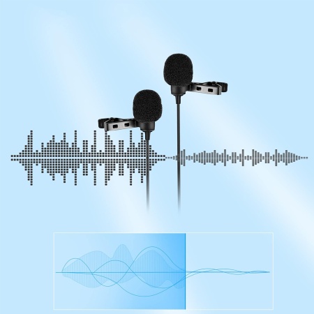 Микрофон петличный проводной CANDC DC-C2 Pro двойной, Jack 3.5mm, 6 м, черный фото
