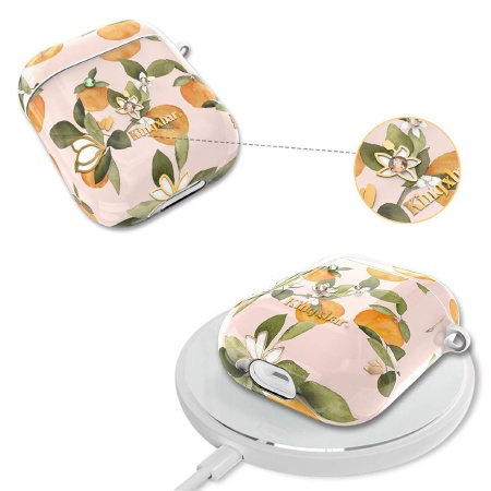 Чехол пластиковый Kingxbar со шнурком для Airpods 2, розовый, апельсины (26) фото