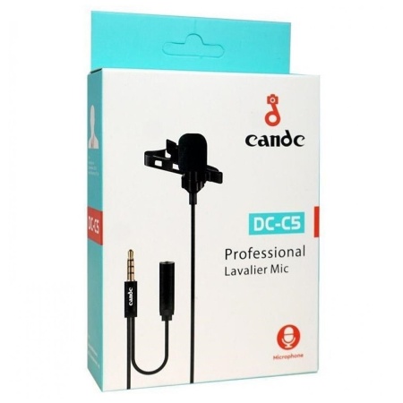 Микрофон петличный проводной CANDC DC-C5, Jack 3.5mm+AUX, черный фото