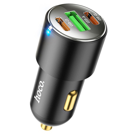 Автомобильное зарядное устройство HOCO NZ6, 1xUSB + 2xUSB-C, 45W, черный фото
