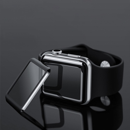 Защитное стекло COTEetCI 4D для Apple Watch 3, Full Glue 3D, 42mm, прозрачный+черная рамка фото