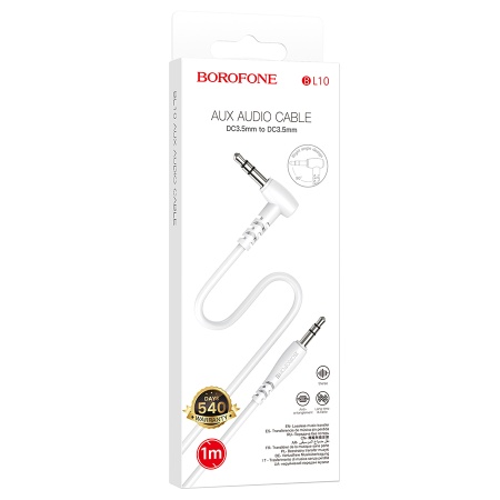 Аудиокабель BOROFONE BL10 AUX Jack 3,5 (m) - Jack 3,5 (m), 1 м, белый фото