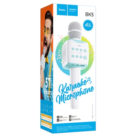 Микрофон беспроводной HOCO BK5 Cantando, Bluetooth, синий фото