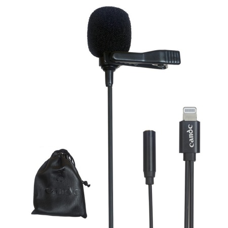 Микрофон петличный проводной CANDC DC-C11, Lightning+AUX, 6 м, черный фото