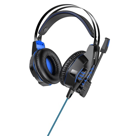 Проводные наушники HOCO W102 Cool tour gaming, USB+Jack 3.5mm, 2 м, синий фото