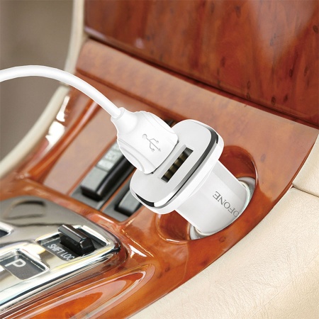 Автомобильное зарядное устройство BOROFONE BZ12 Lasting power, 2xUSB, 2.1A, белый фото